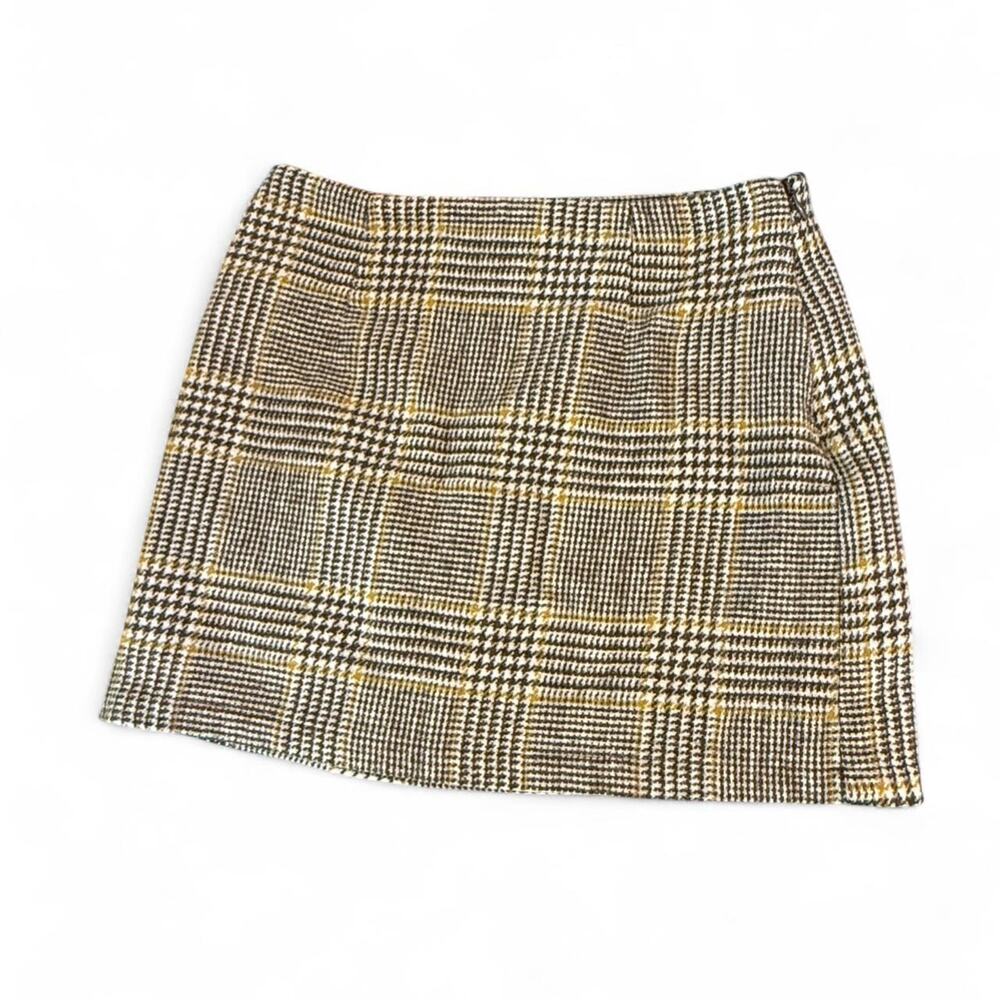 F21 Plaid Mini Skirt Tan Brown Yellow Preppy Blair Waldorf Clueless 90s Y2K